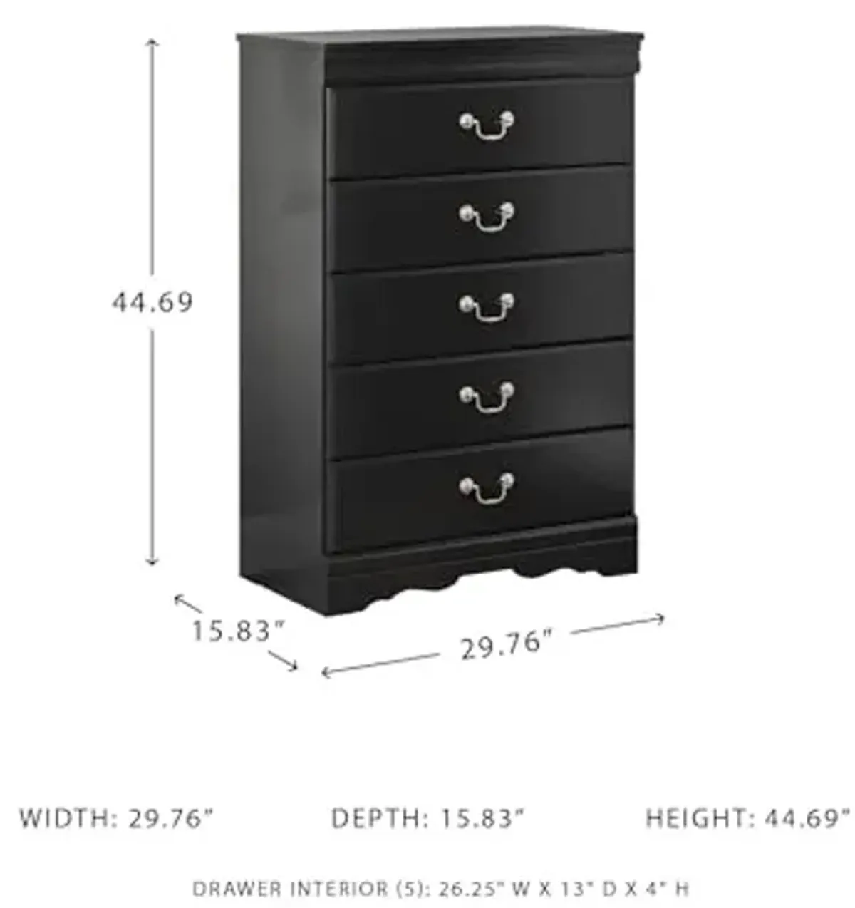 Signature Design by Ashley Huey Vineyard Traditional 5 Drawer Chest of Drawers, Black