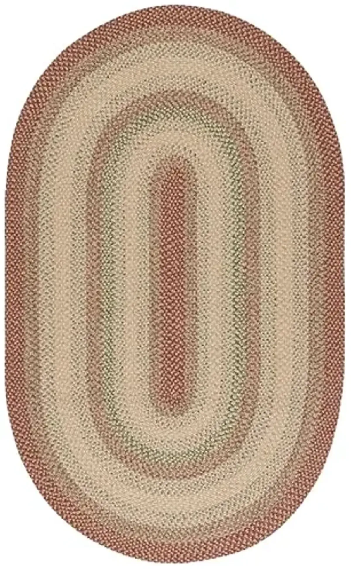 SAFAVIEH Washable Rug Outdoor Braided Collection - 4' x 6' Oval, Rust & Multi, Handmade & Reversible, Non-Shedding & Easy to Clean, Ideal for Patio, Backyard, Mudroom (BRD303A)