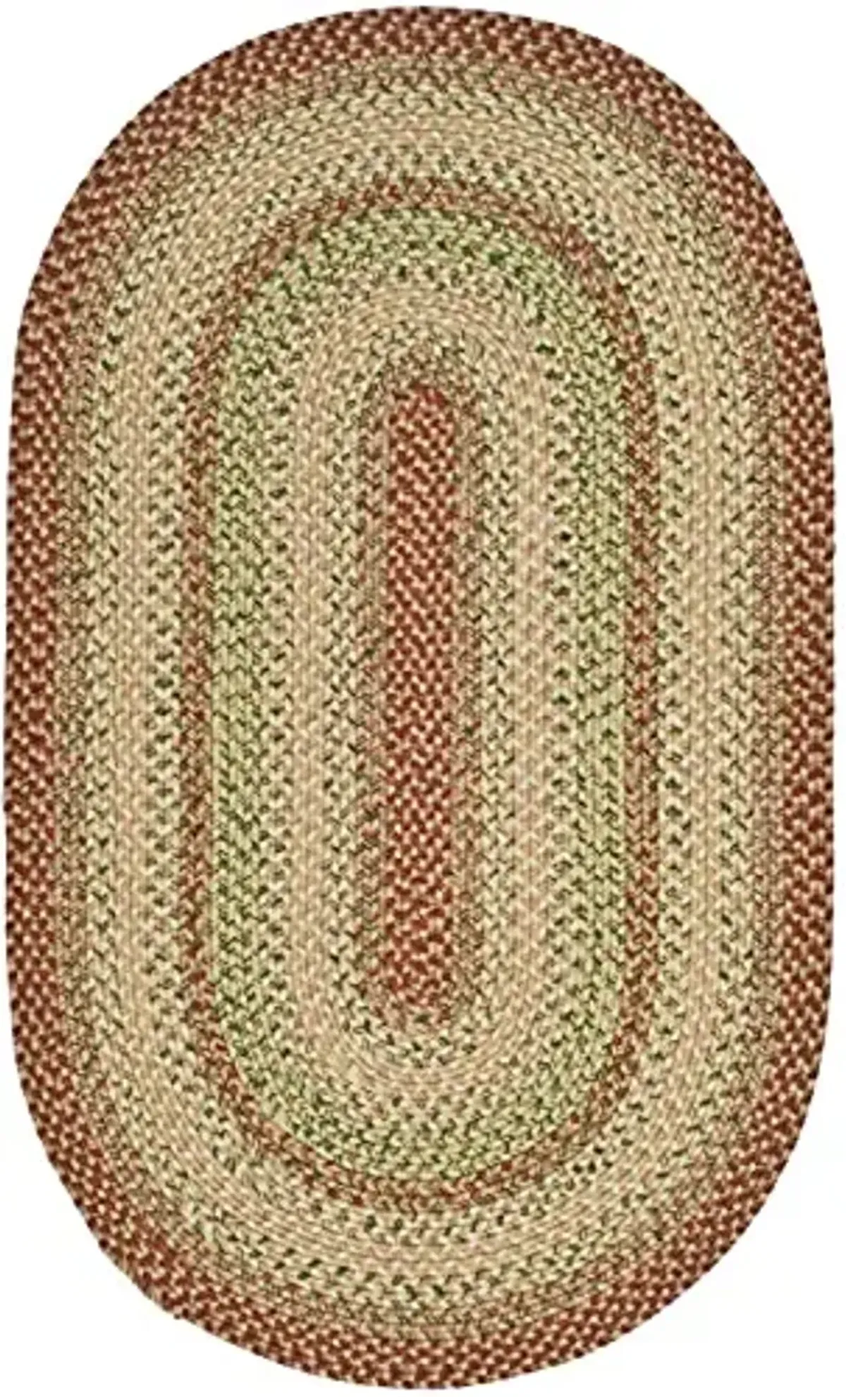SAFAVIEH Washable Rug Outdoor Braided Collection - 8' x 10' Oval, Rust & Multi, Handmade & Reversible, Non-Shedding & Easy to Clean, Ideal for Patio, Backyard, Mudroom (BRD303A)