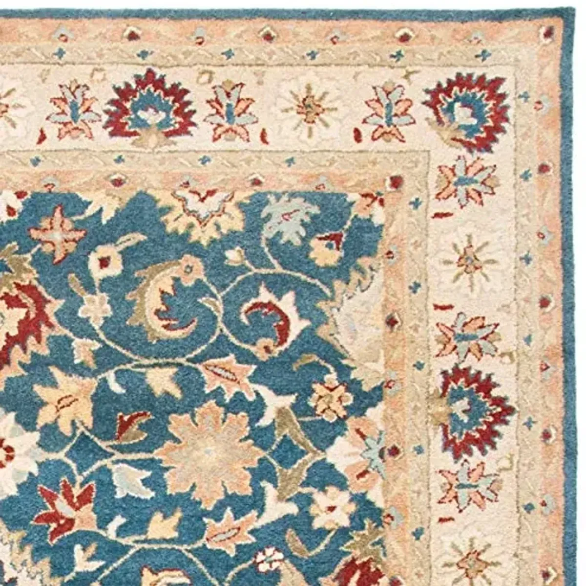 SAFAVIEH Antiquity Collection 5' x 8' Blue / Beige AT15A Handmade Traditional Oriental Premium Wool Area Rug
