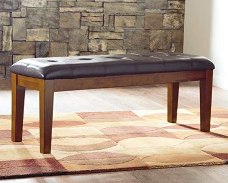 Signature Design by Ashley Ralene Tufted Upholstered Dining Room Bench, Medium Brown
