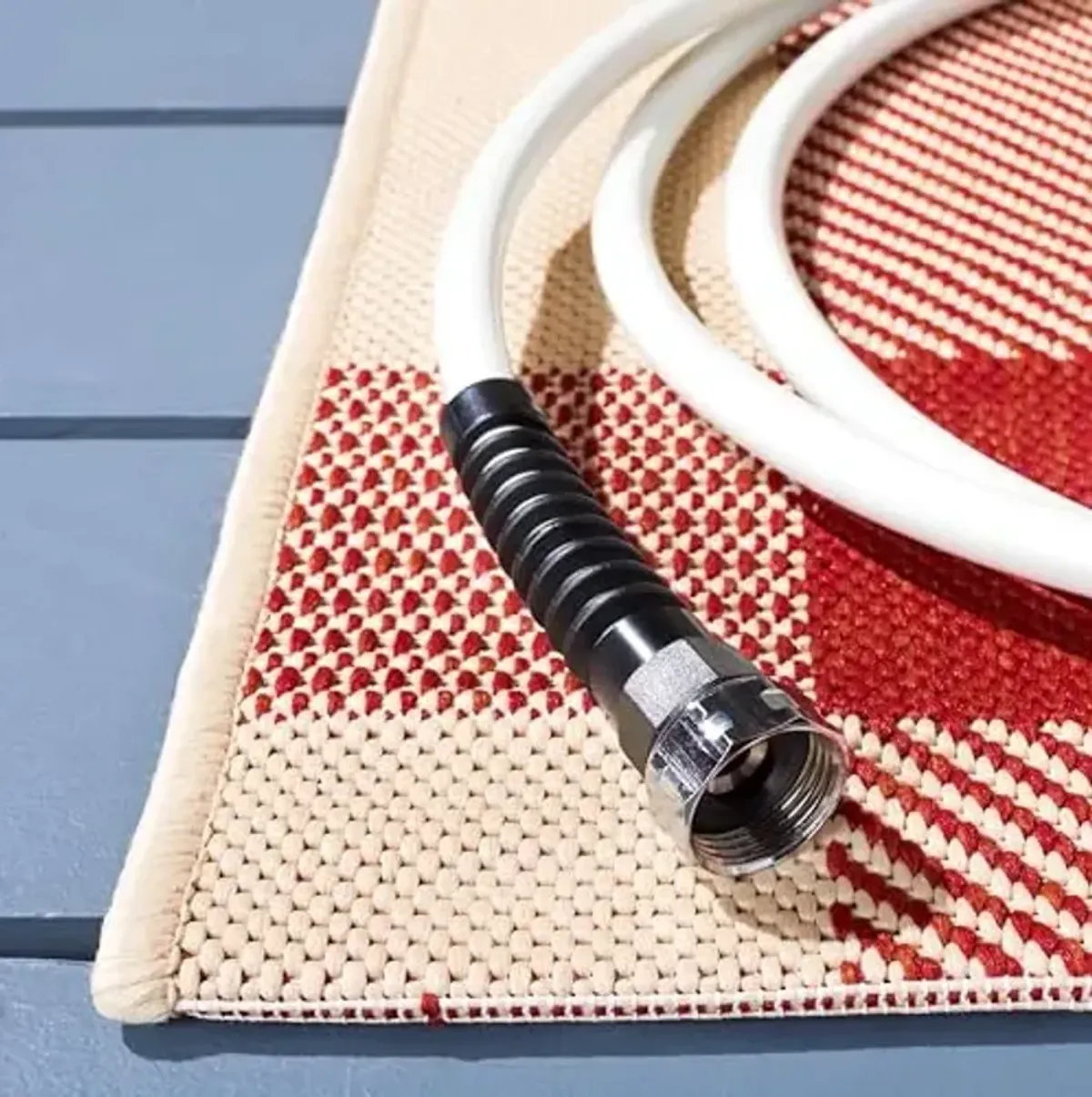 SAFAVIEH Front Door Mat Courtyard Collection Accent Rug - 2' x 3'7", Red & Bone, Indoor/Outdoor, Plaid Pattern, Weather Resistant & Washable, Ideal for Entryway, Patio, Kitchen, Mudroom (CY6201-238)