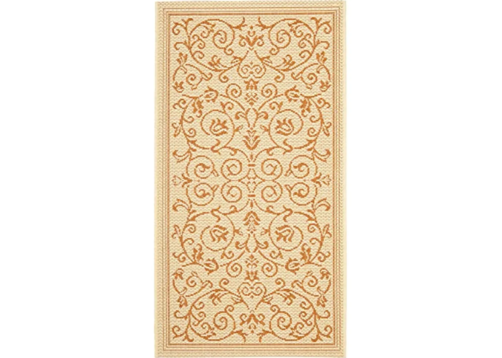 SAFAVIEH Courtyard Collection Accent Rug - 2' x 3'7", Natural & Terra, Scroll Design, Non-Shedding & Easy Care, Indoor/Outdoor & Washable-Ideal for Patio, Backyard, Mudroom (CY2098-3201)