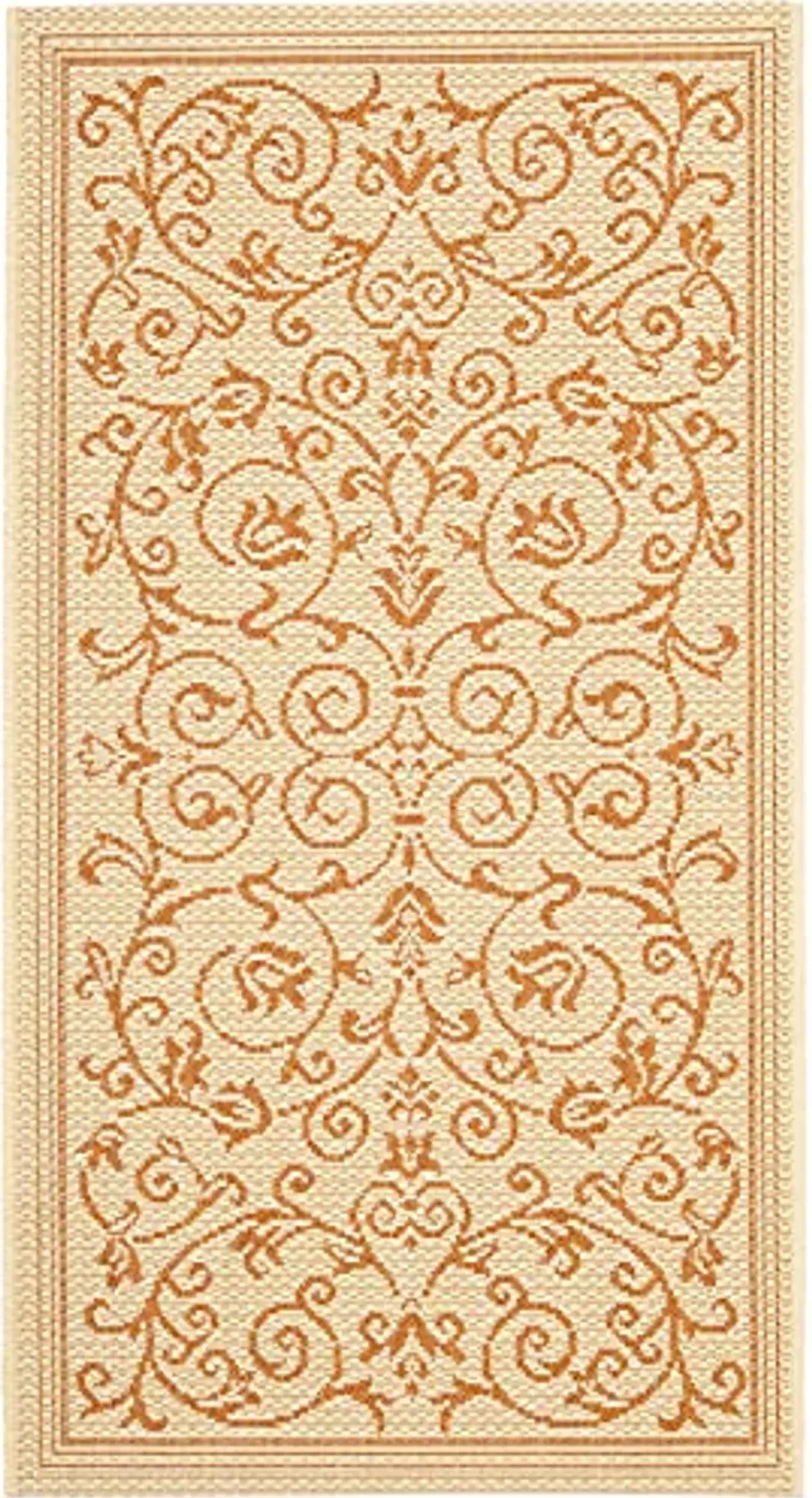 SAFAVIEH Courtyard Collection Accent Rug - 2' x 3'7", Natural & Terra, Scroll Design, Non-Shedding & Easy Care, Indoor/Outdoor & Washable-Ideal for Patio, Backyard, Mudroom (CY2098-3201)