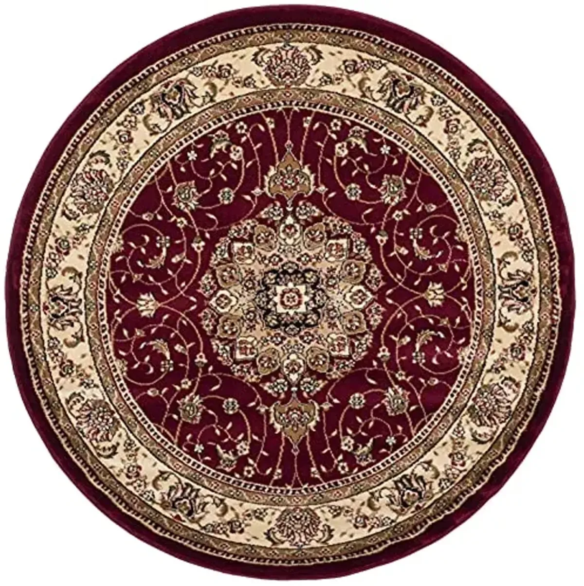 SAFAVIEH Lyndhurst Collection Area Rug - 5'3" Round, Red & Ivory, Traditional Oriental Design, Non-Shedding & Easy Care, Ideal for High Traffic Areas in Living Room, Bedroom (LNH329C)