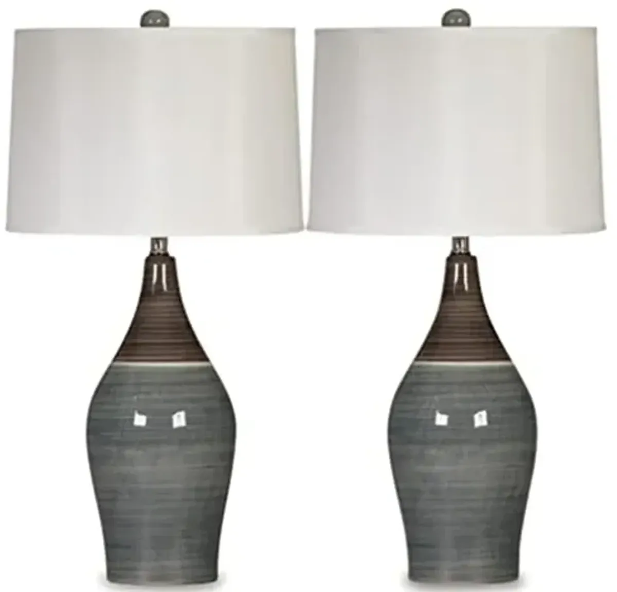 Signature Design by Ashley Niobe Glazed Ceramic Table Lamp, 2 Count, 28", Multicolored & Gray