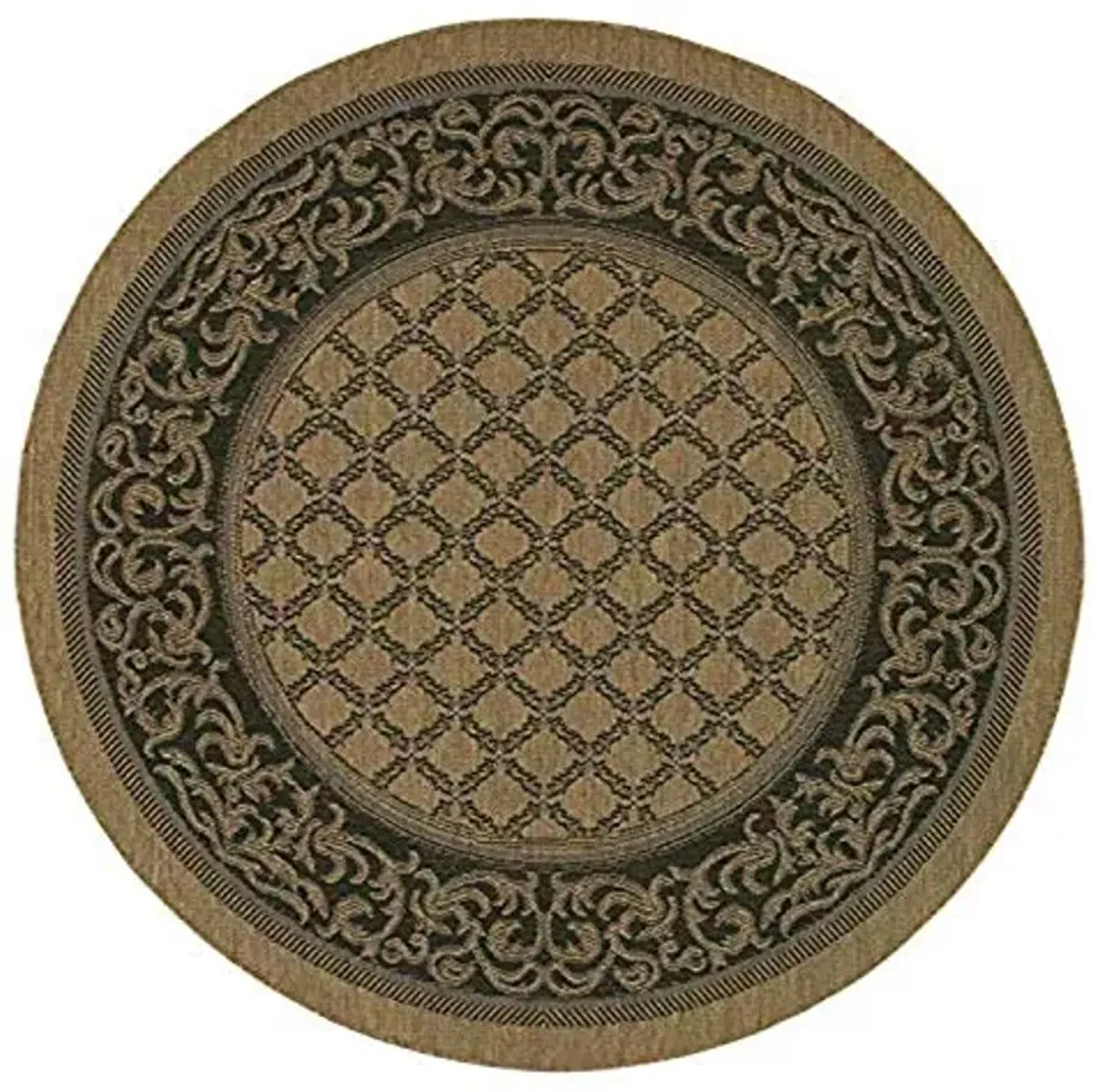 Couristan Recife Garden Lattice Indoor/Outdoor Area Rug, 7'6" Round, Cocoa-Black