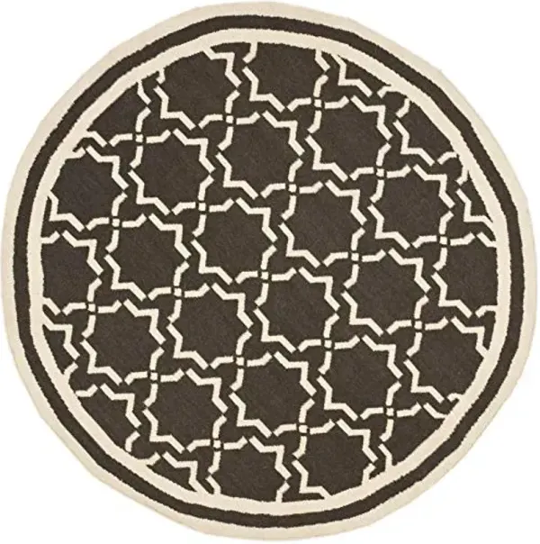 SAFAVIEH Dhurries Collection 8' Round Chocolate / Ivory DHU545A Handmade Flatweave Premium Wool Area Rug