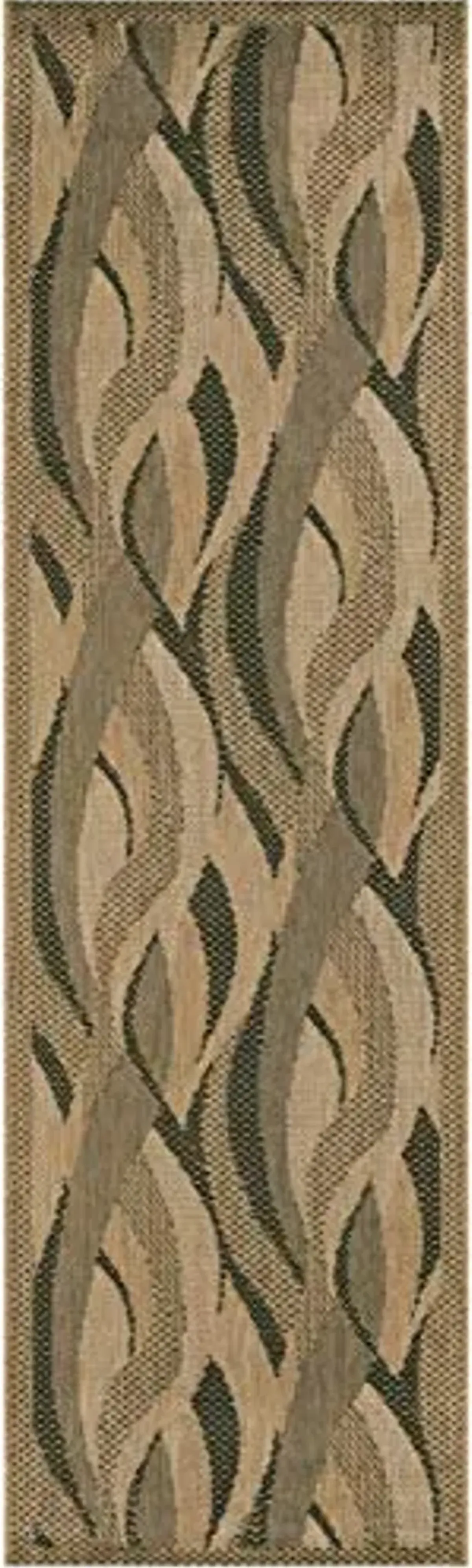 Couristan Recife Indoor Outdoor Area Rug – 2'3" x 7'10" Runner in Natural-Black, Durable Flatwoven Floral Design Rug – Entryway, Patio or Mudroom Home Decor