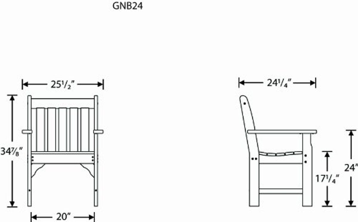 POLYWOOD GNB24WH Vineyard Garden Arm Chair, White