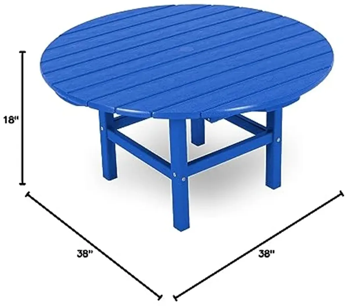 POLYWOOD Round 38-Inch Conversation Table, Pacific Blue