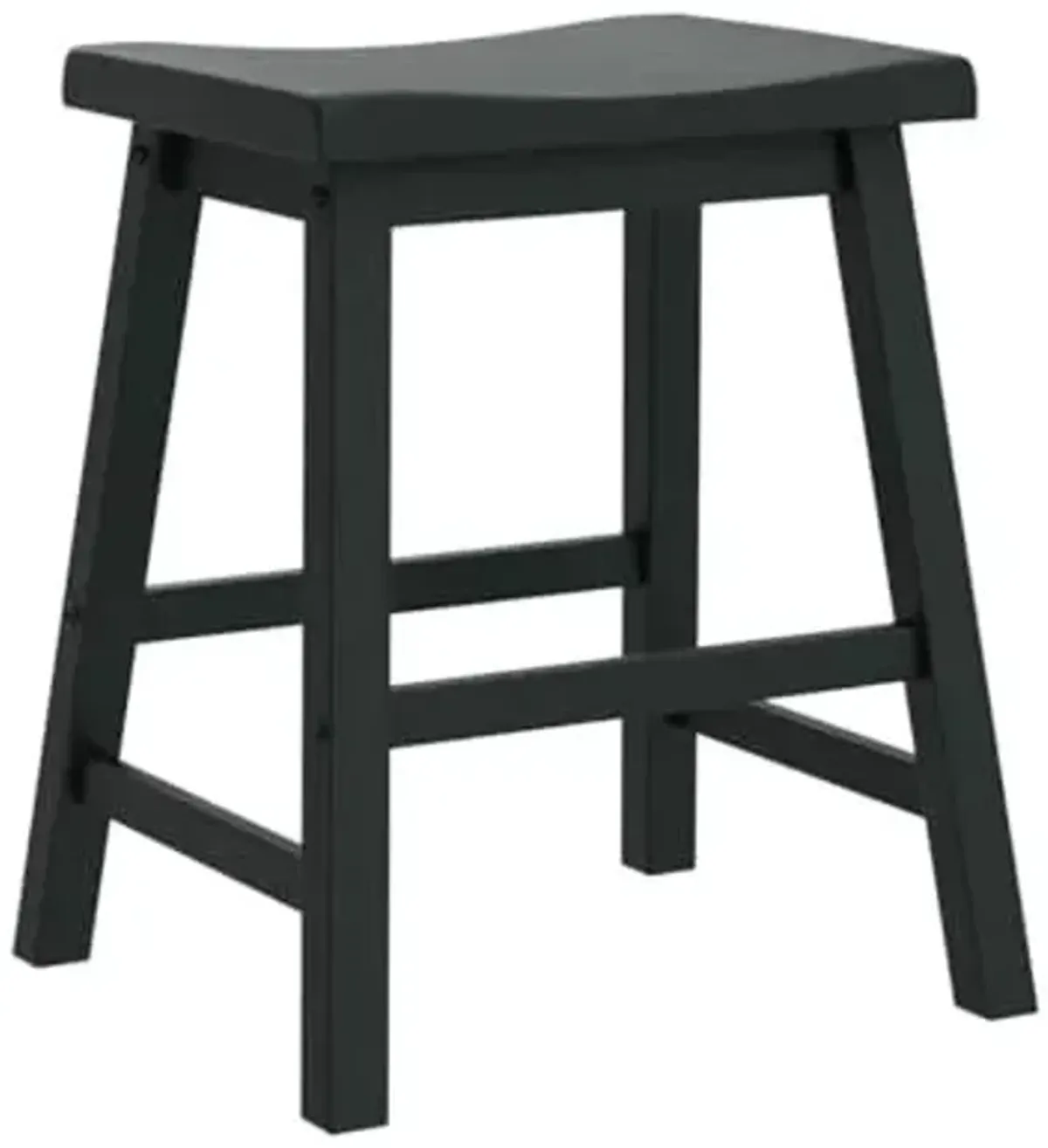 Homelegance Saddleback Solid Wood Kitchen Height Bar Stool Set Of 2 - Saddle Kitchen Stool Dining Height Stools for Dining, Armless Chair Seating Options, Perfect Casual Entertaining Spaces Black