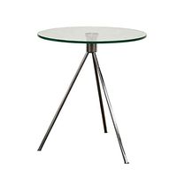 Baxton Studio Triplet Round Glass Top End Table with Tripod Base, Clear, Medium (TTT-01)