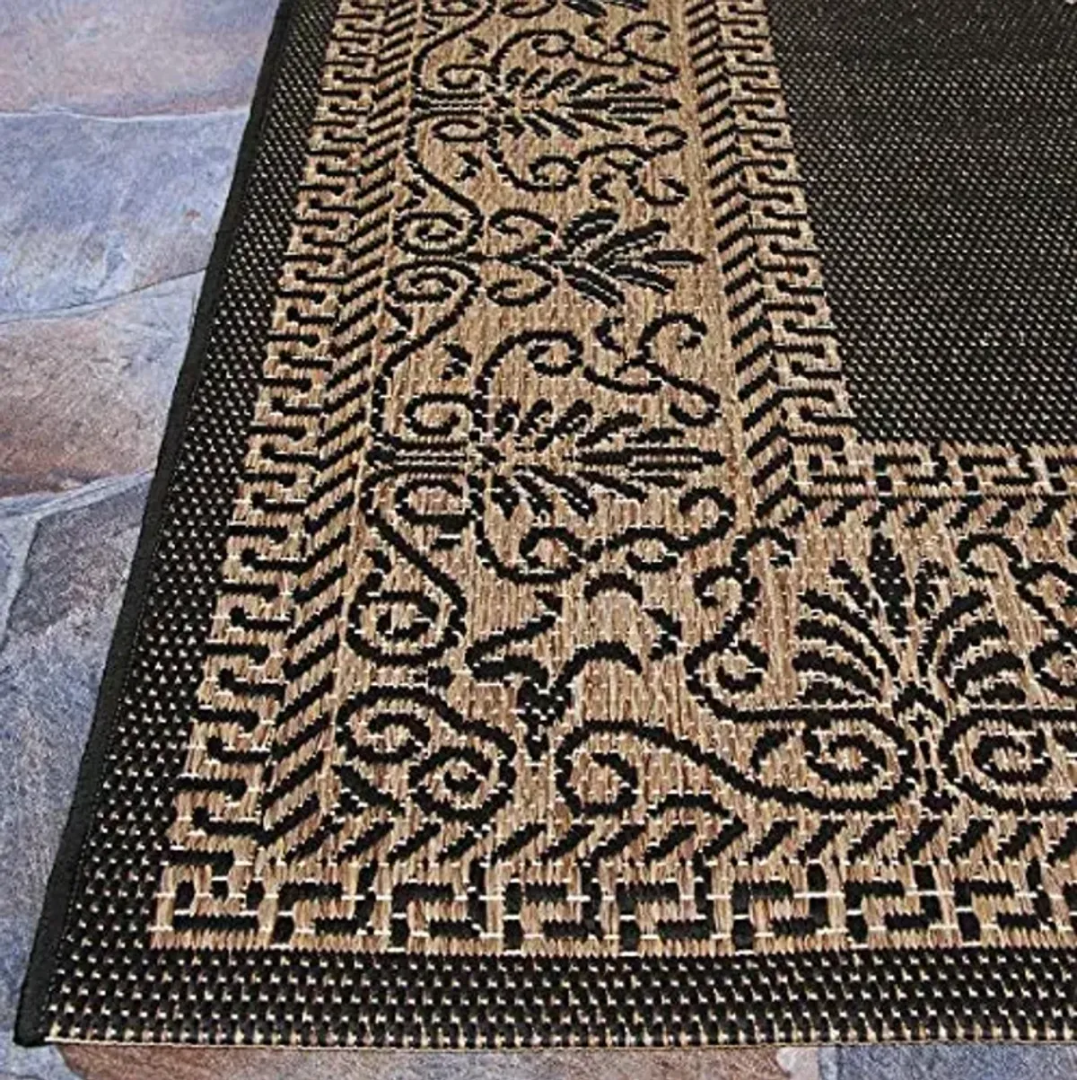 Couristan Recife Antique Medallion Indoor/Outdoor Area Rug, 8'6" x 13', Black-Cocoa