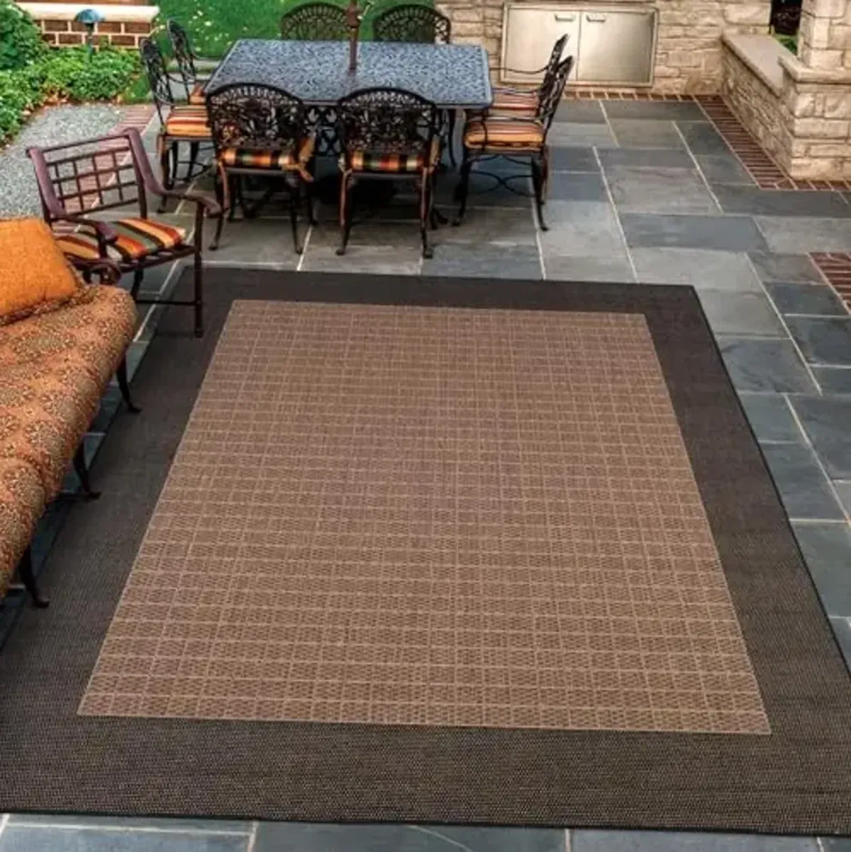Couristan Recife Indoor Outdoor Rug - Checkered Field 2' x 3'7" Rectangle in Cocoa and Black, Hose Washable, Low Pile, Pet- Kid Friendly Home Decor for Living Room, Patio Furniture Set, Kitchen