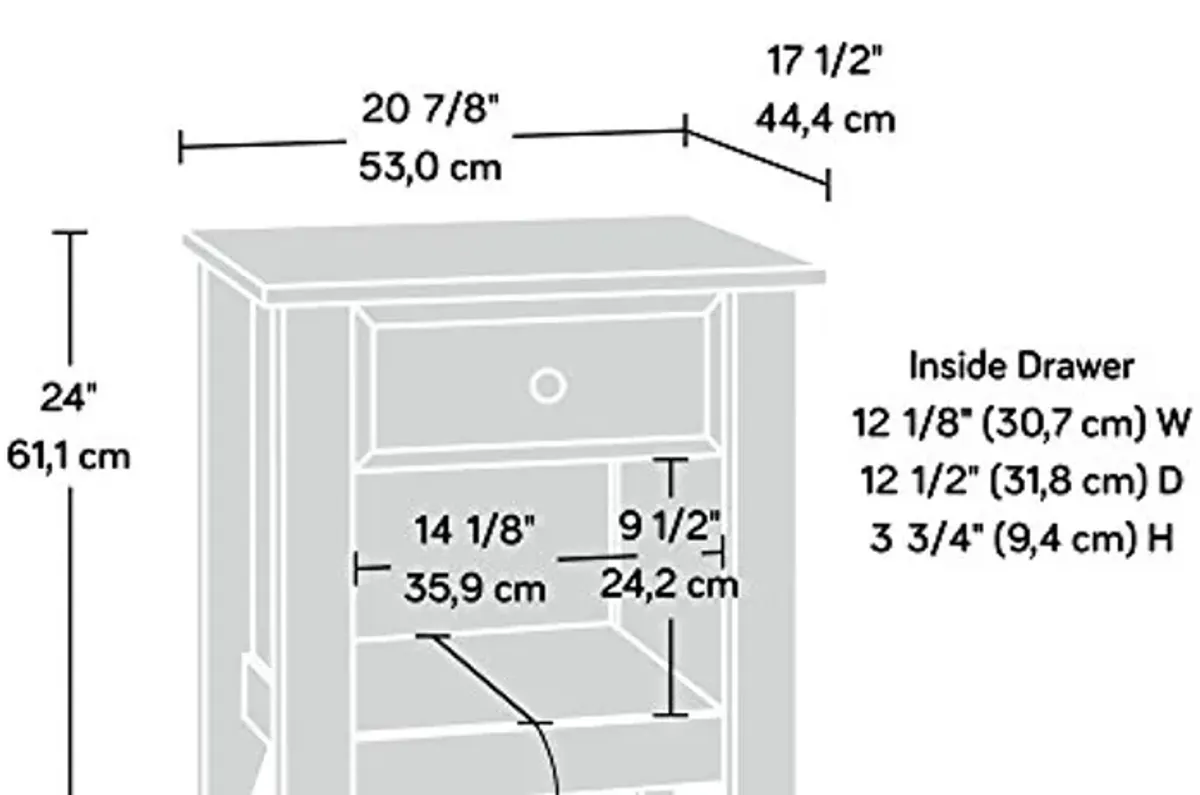 Sauder Shoal Creek Night Stand, L: 20.87" x W: 17.48" x H: 24.06", Oiled Oak