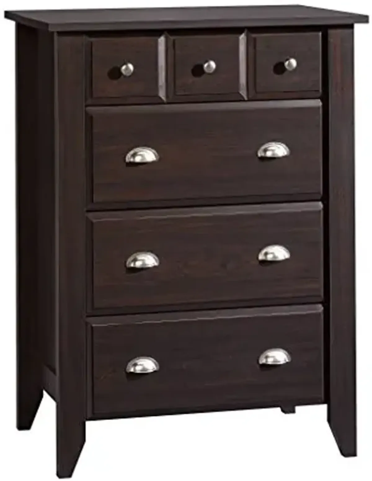 Sauder Shoal Creek 4-Drawer Chest, Tall Dresser Chest of Drawers, in Jamocha Wood finish