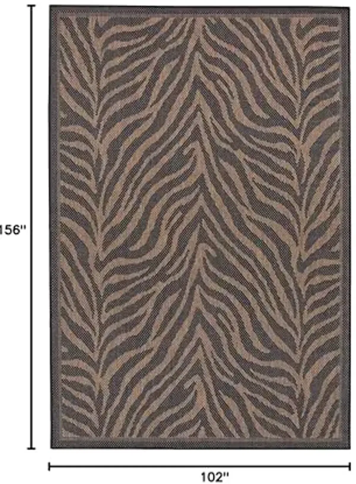 Couristan Recife Indoor Outdoor Area Rug – 8'6" x 13' in Black-Cocoa, Durable Flatwoven Animal Print Design Rug – Entryway, Patio or Mudroom Home Decor