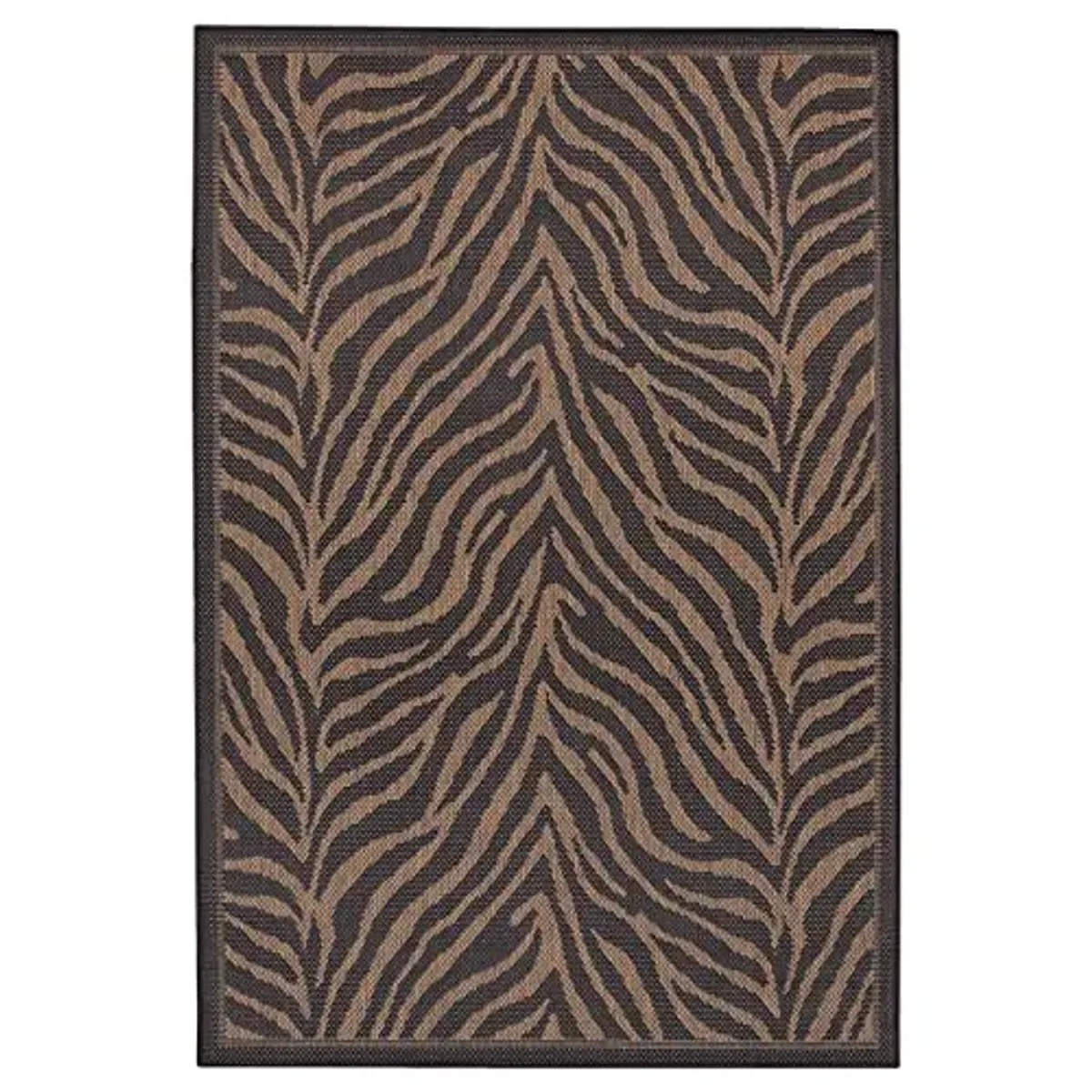 Couristan Recife Indoor Outdoor Area Rug – 8'6" x 13' in Black-Cocoa, Durable Flatwoven Animal Print Design Rug – Entryway, Patio or Mudroom Home Decor