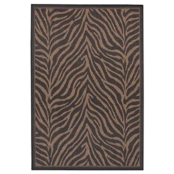 Couristan 1514/0121 Recife Zebra Black/Cocoa Runner Rug, 3-Feet 9-Inch by 5-Feet 5-Inch
