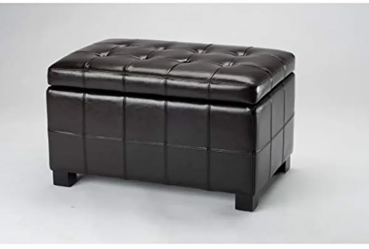 Safavieh Hudson Collection NoHo Tufted Brown Leather Small Storage Bench