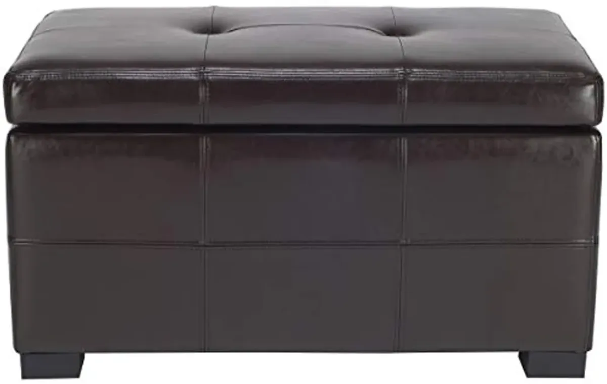 Safavieh Hudson Collection NoHo Tufted Brown Leather Small Storage Bench