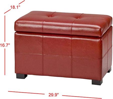 Safavieh Hudson Collection NoHo Tufted Red Leather Small Storage Bench