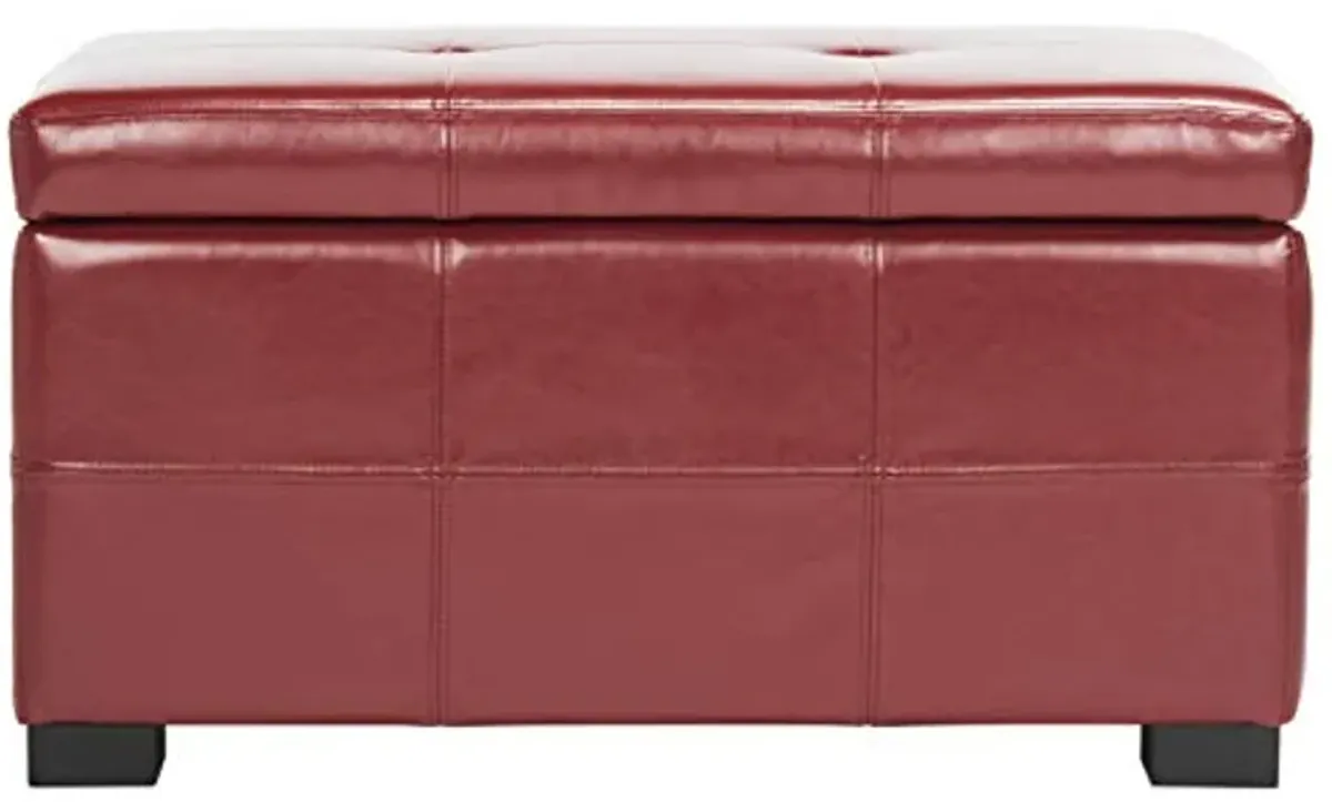 Safavieh Hudson Collection NoHo Tufted Red Leather Small Storage Bench