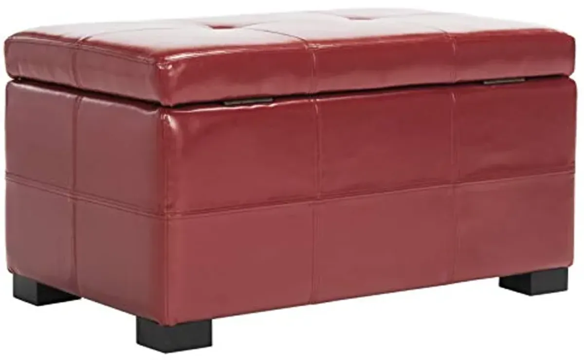 Safavieh Hudson Collection NoHo Tufted Red Leather Small Storage Bench