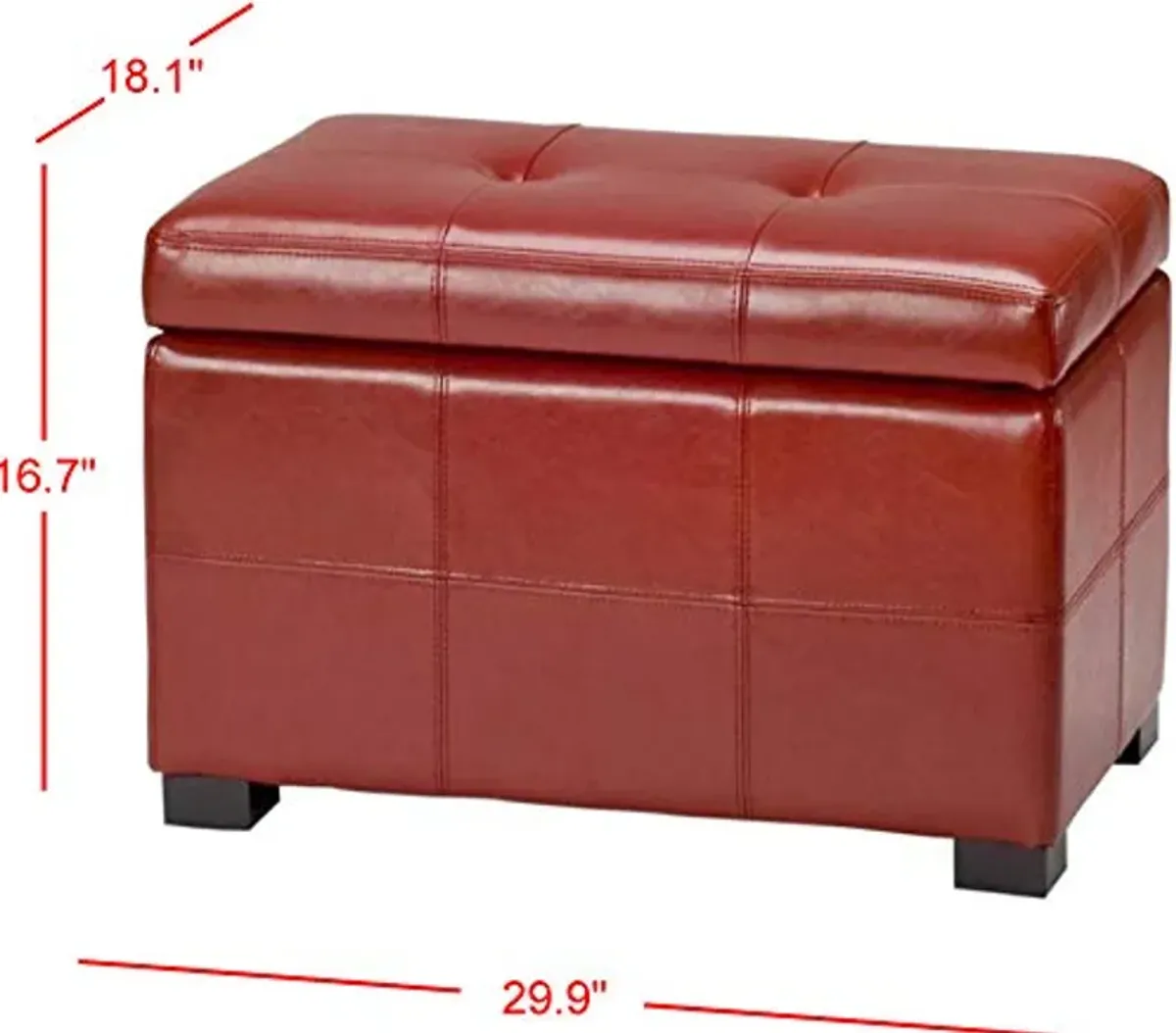 Safavieh Hudson Collection NoHo Tufted Red Leather Small Storage Bench