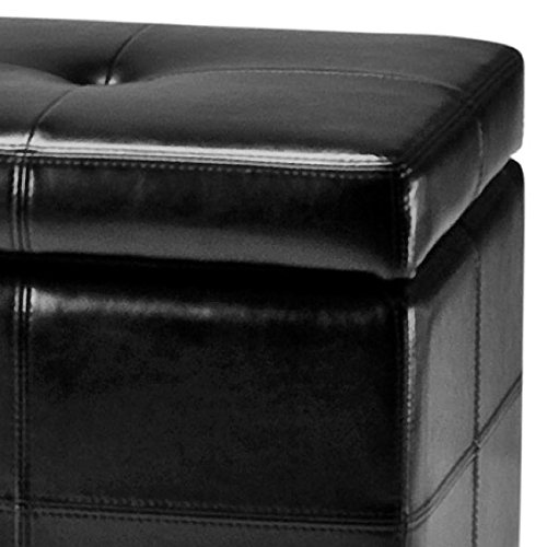 Safavieh Hudson Collection NoHo Tufted Black Leather Large Storage Bench