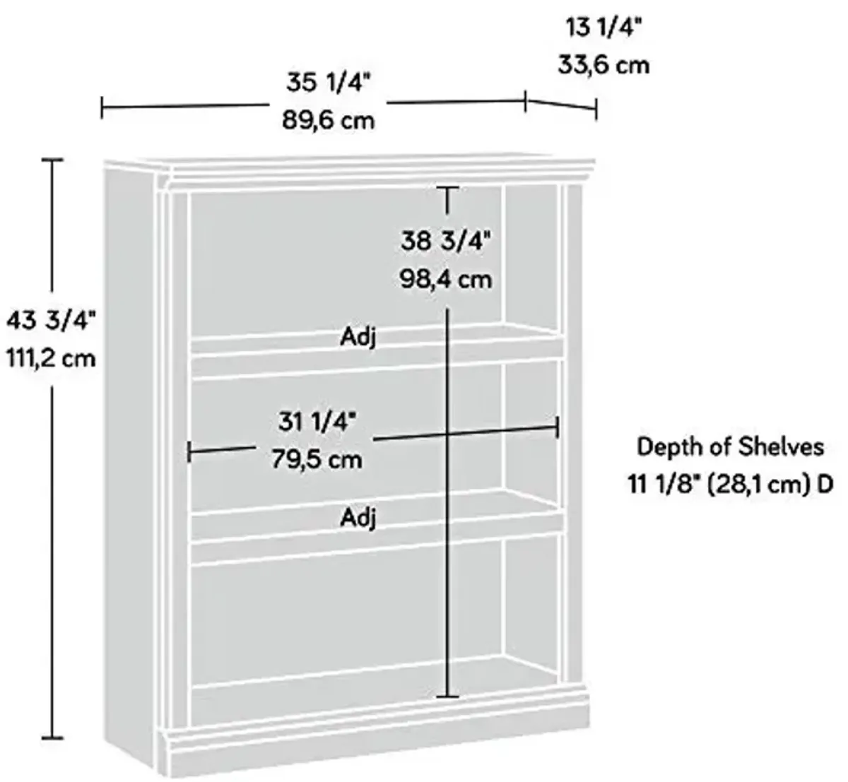 Sauder Miscellaneous Storage 3-Shelf Bookcase/ Book shelf, Jamocha Wood finish