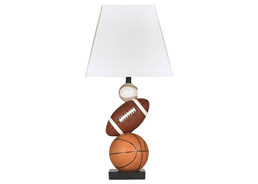 Signature Design by Ashley Nyx Youth 24" Baseball & Football Athletic Table Lamp, Brown & Orange