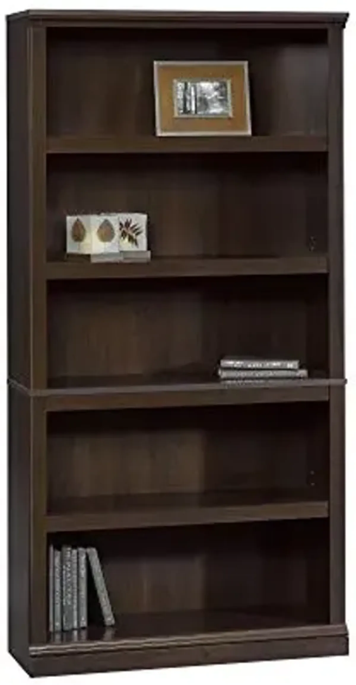 Sauder 5-Shelf Bookcase/ Book shelf, L: 35.28" x W: 13.23" x H: 69.76", Cinnamon Cherry finish