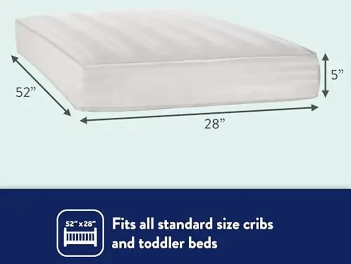 Kolcraft Pure Sleep Therapeutic Breathable Crib Mattress plus Toddler Bed Fit, GREENGUARD GOLD Certified, Made in USA, 150 Extra Firm Posture Support Coils, Non Toxic, Safety & Quality Tested, 52"X28"