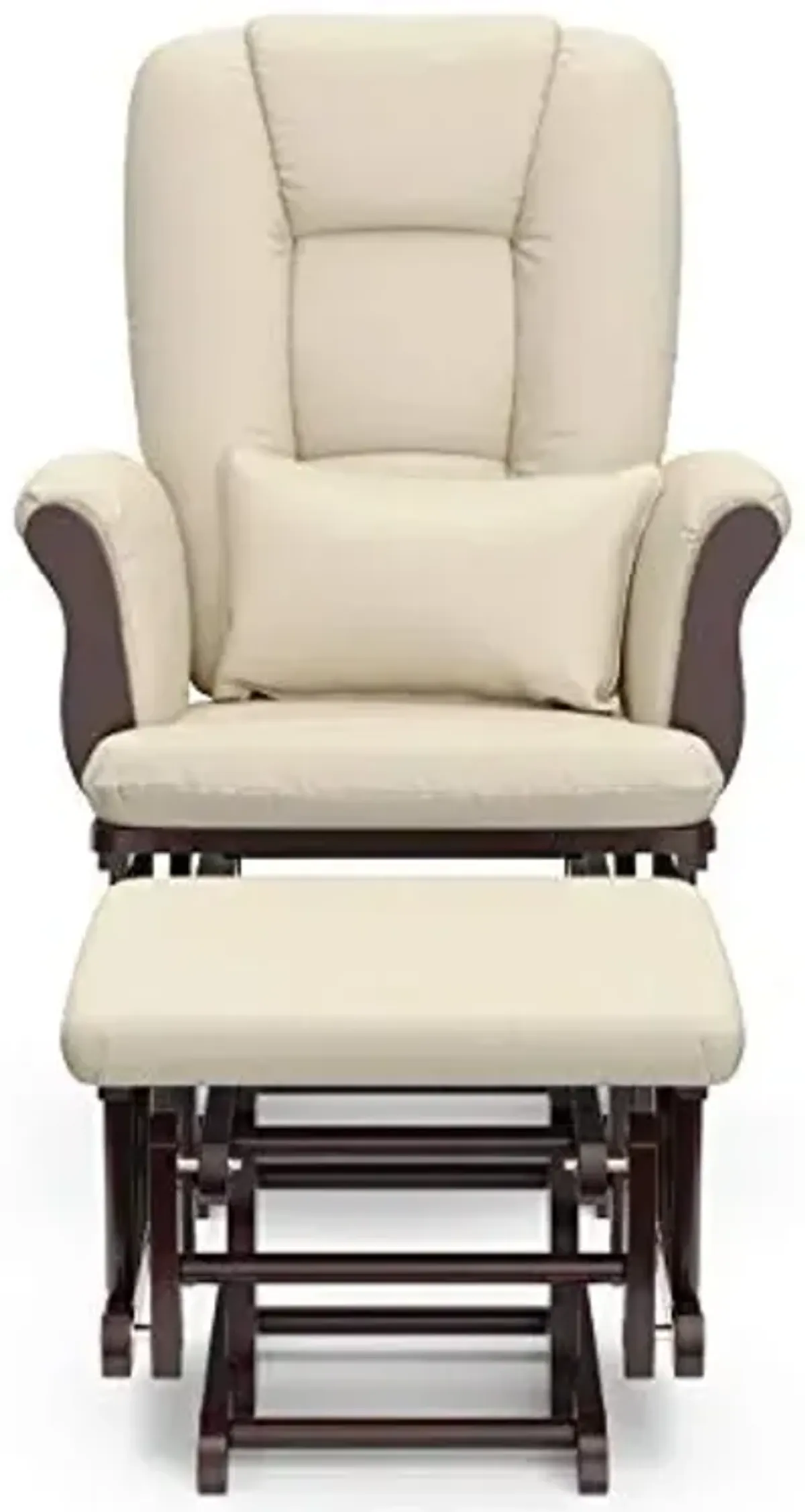 Storkcraft Tuscany Glider & Ottoman (Espresso/Beige) — GREENGUARD Gold Certified Nursery Glider, Bonus Cushion, Solid Wood Craftsmanship, Smooth-Gliding Nursery Chair and Ottoman, Award-Winning