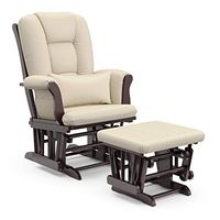 Storkcraft Tuscany Custom Glider and Ottoman with Free Lumbar Pillow, Espresso/Beige