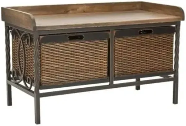 Safavieh American Homes Collection Noah Antiqued Pewter and Oak Storage Bench