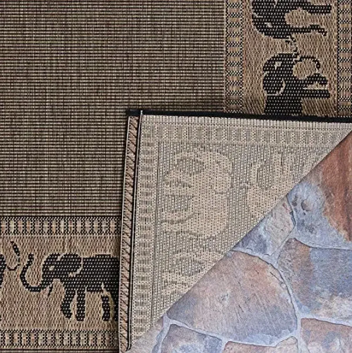 Couristan Recife Indoor Outdoor Area Rug – 7'6" x 10'9" in Cocoa-Black, Durable Flatwoven Animal Print Design Rug – Entryway, Patio or Mudroom Home Decor