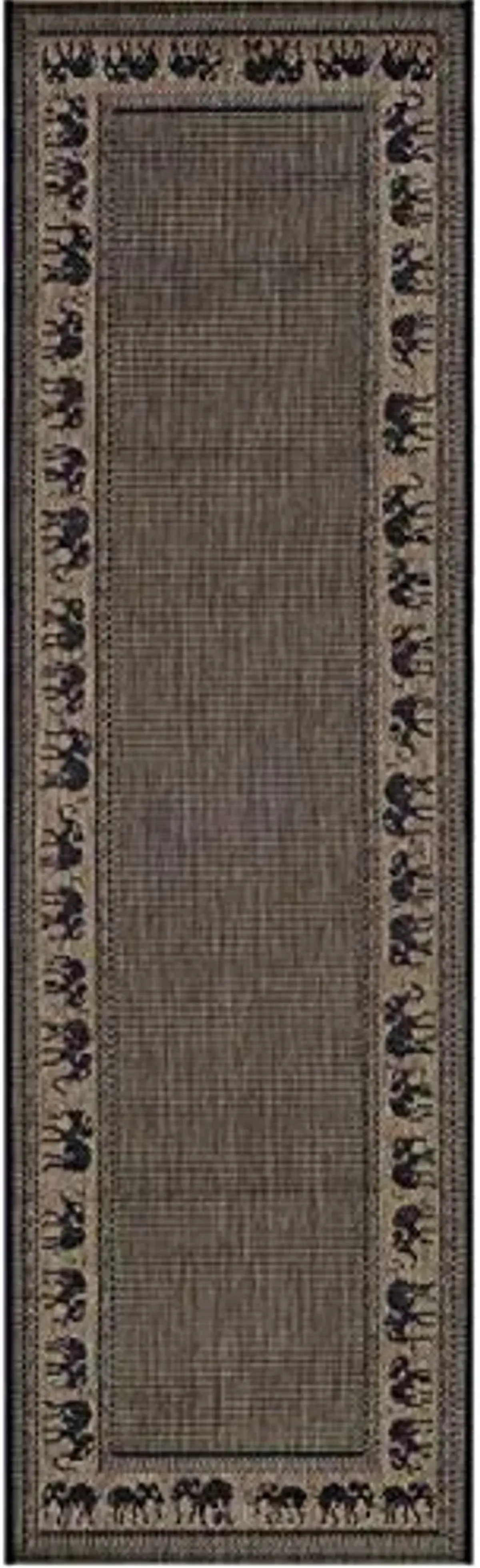 Couristan Recife Indoor Outdoor Area Rug – 2'3" x 11'9" Runner in Cocoa-Black, Durable Flatwoven Animal Print Design Rug – Entryway, Patio or Mudroom Home Decor
