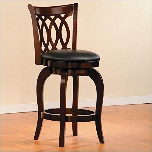 Homelegance Shapel Swivel Counter Height Barstool, 25"SH, Cherry (Scroll Back)