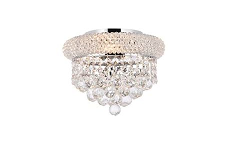 Elegant Lighting 1800F10C/RC Royal Cut Clear Crystal Primo 3-Light, Single-Tier Flush Mount Crystal Chandelier, Finished in Chrome with Clear Crystals