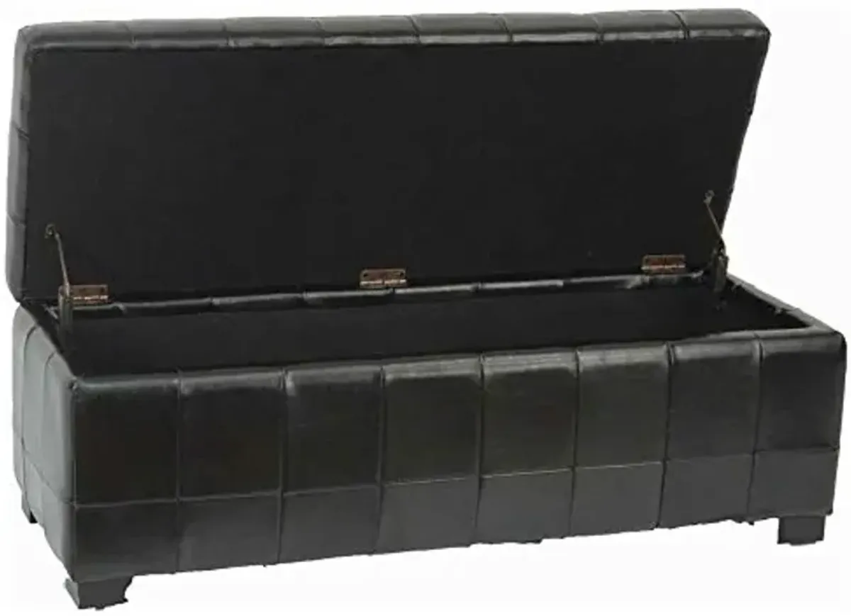 Safavieh Hudson Collection Nolita Leather Large Storage Bench, Black