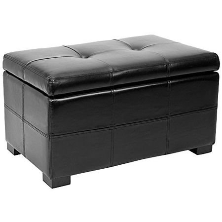 Safavieh Hudson Collection NoHo Tufted Black Leather Small Storage Bench