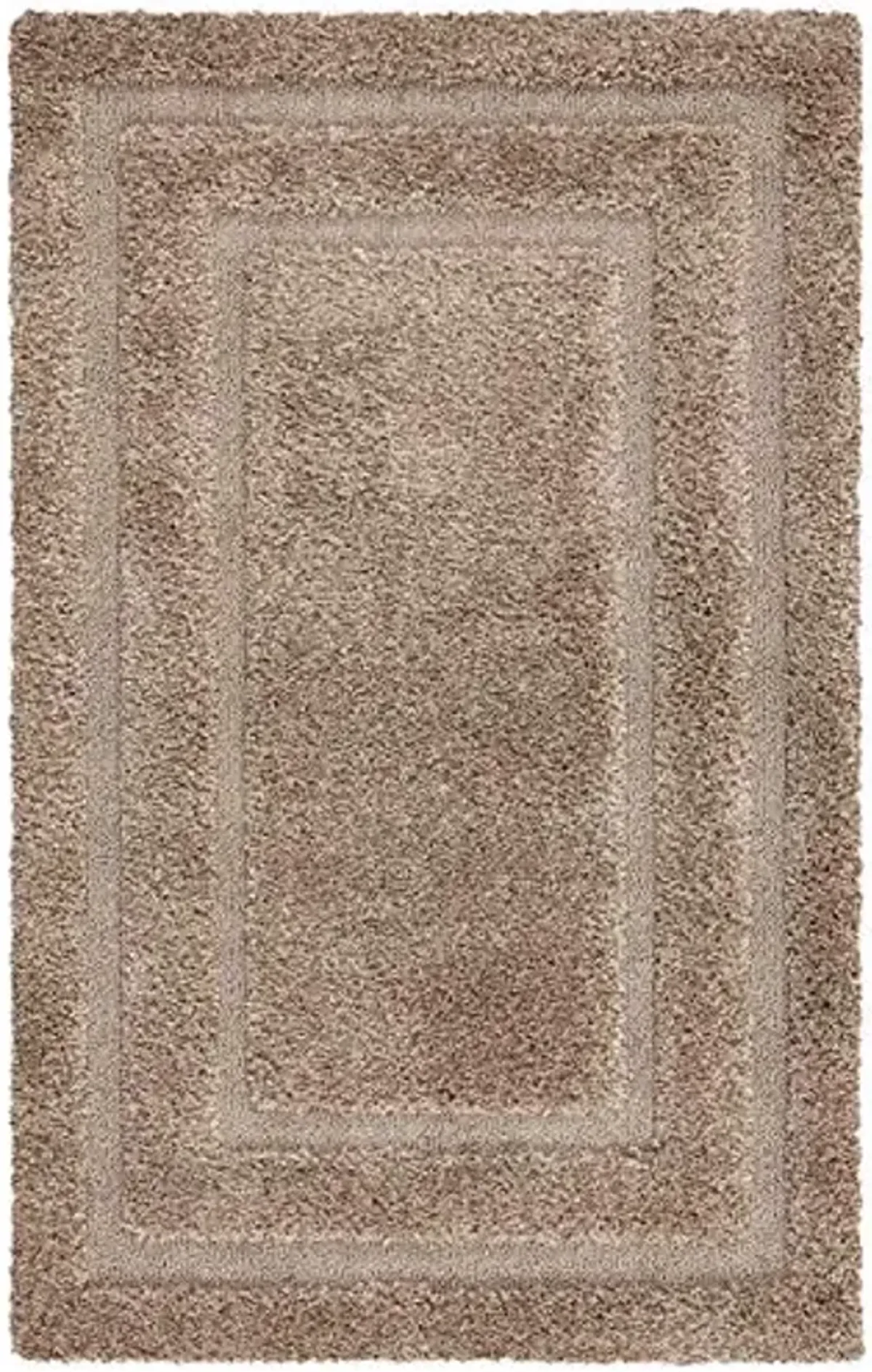 SAFAVIEH Florida Shag Collection Accent Rug - 4' x 6', Beige & Beige, Border Design, Non-Shedding & Easy Care, 1.2-inch Thick Ideal for High Traffic Areas in Foyer, Living Room, Bedroom (SG454-1313)