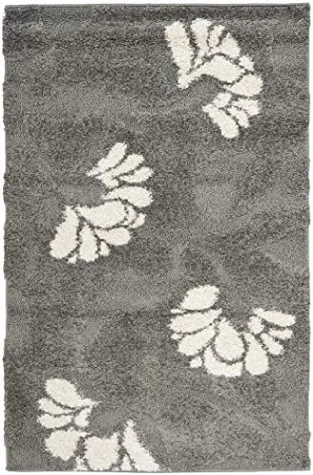 SAFAVIEH Florida Shag Collection Area Rug - 5'3" x 7'6", Grey & Beige, Floral Design, Non-Shedding & Easy Care, 1.2-inch Thick Ideal for High Traffic Areas in Living Room, Bedroom (SG459-8013)