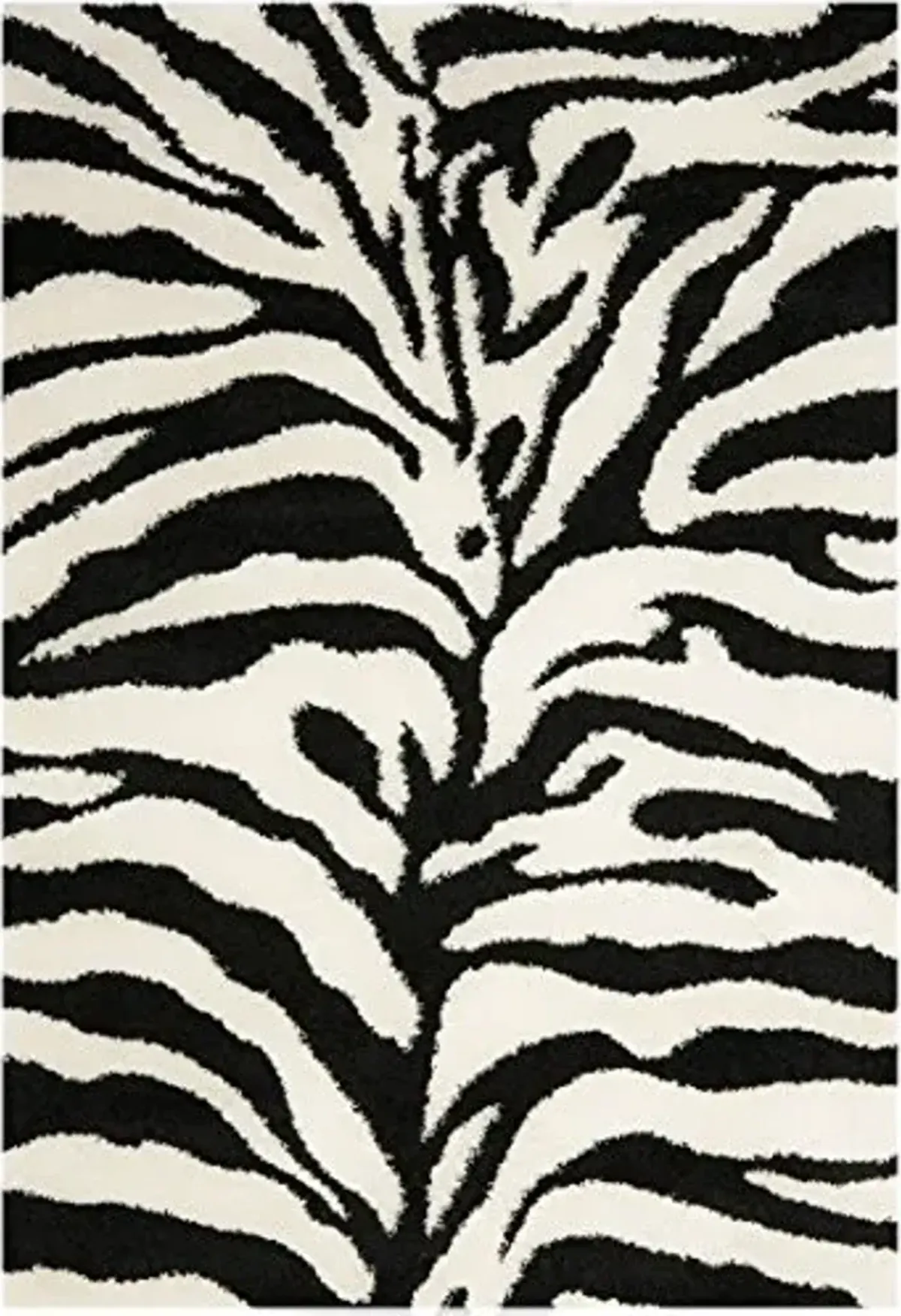 SAFAVIEH Florida Shag Collection Accent Rug - 4' x 6', Ivory & Black, Zebra Design, Non-Shedding & Easy Care, 1.2-inch Thick Ideal for High Traffic Areas in Foyer, Living Room, Bedroom (SG452-1290)