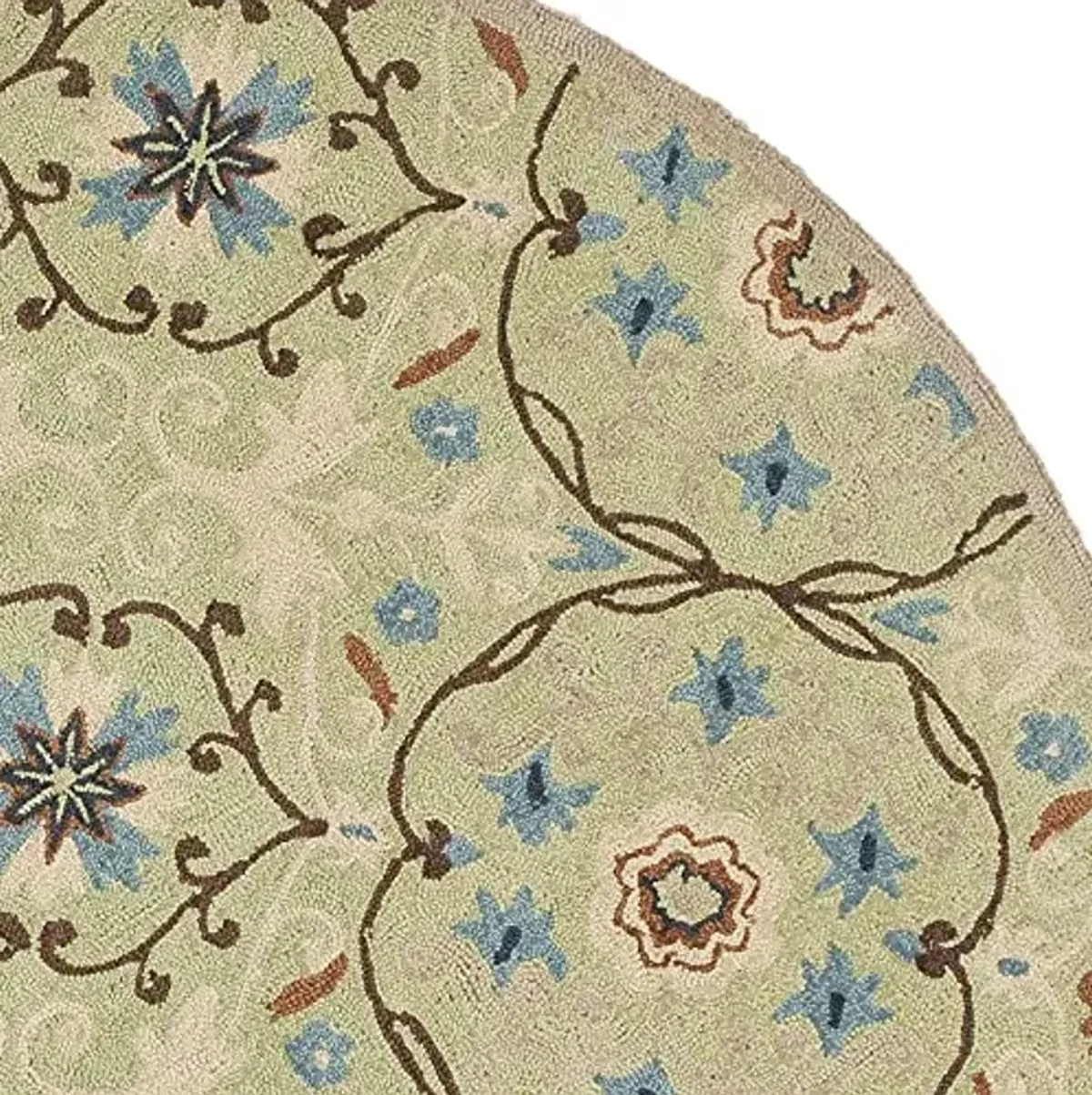 SAFAVIEH Chelsea Collection Area Rug - 5'6" Round, Sage & Ivory, Hand-Hooked French Country Wool, Ideal for High Traffic Areas in Living Room, Bedroom (HK727D)