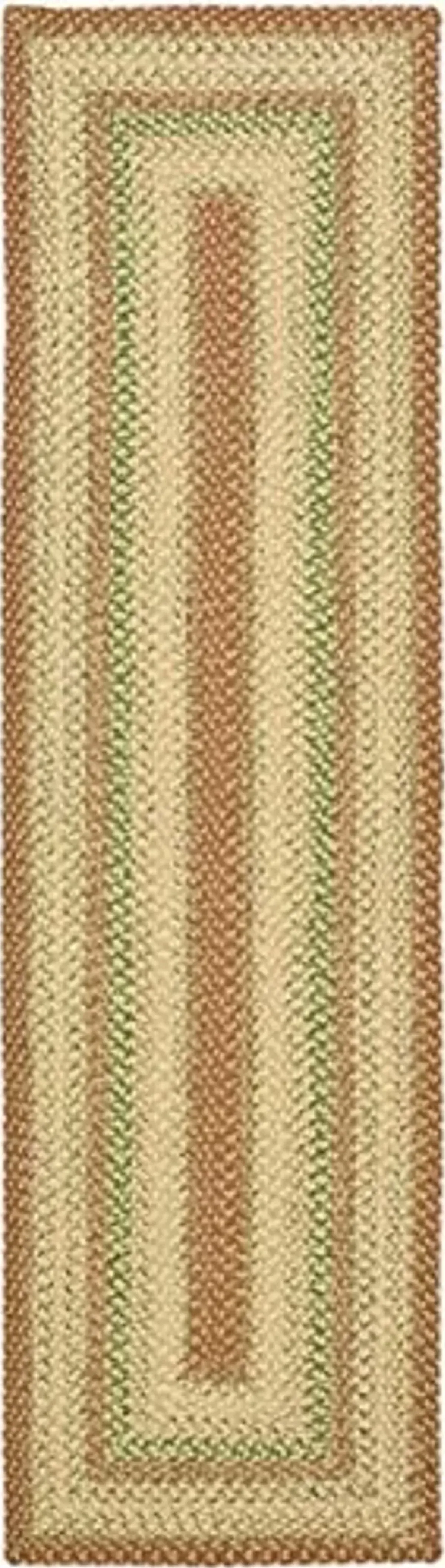 SAFAVIEH Washable Rug Outdoor Braided Collection - 2'3" x 12' Runner, Rust & Multi, Handmade & Reversible, Non-Shedding & Easy to Clean, Ideal for Patio, Backyard, Mudroom (BRD303A)