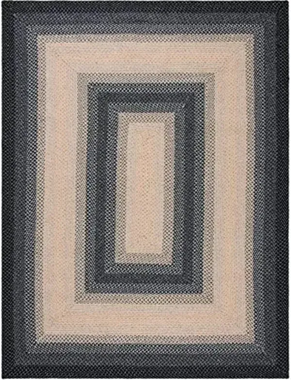SAFAVIEH Washable Rug Outdoor Braided Collection - 9' x 12', Black & Grey, Handmade & Reversible, Non-Shedding & Easy to Clean, Ideal for Patio, Backyard, Mudroom (BRD311A)
